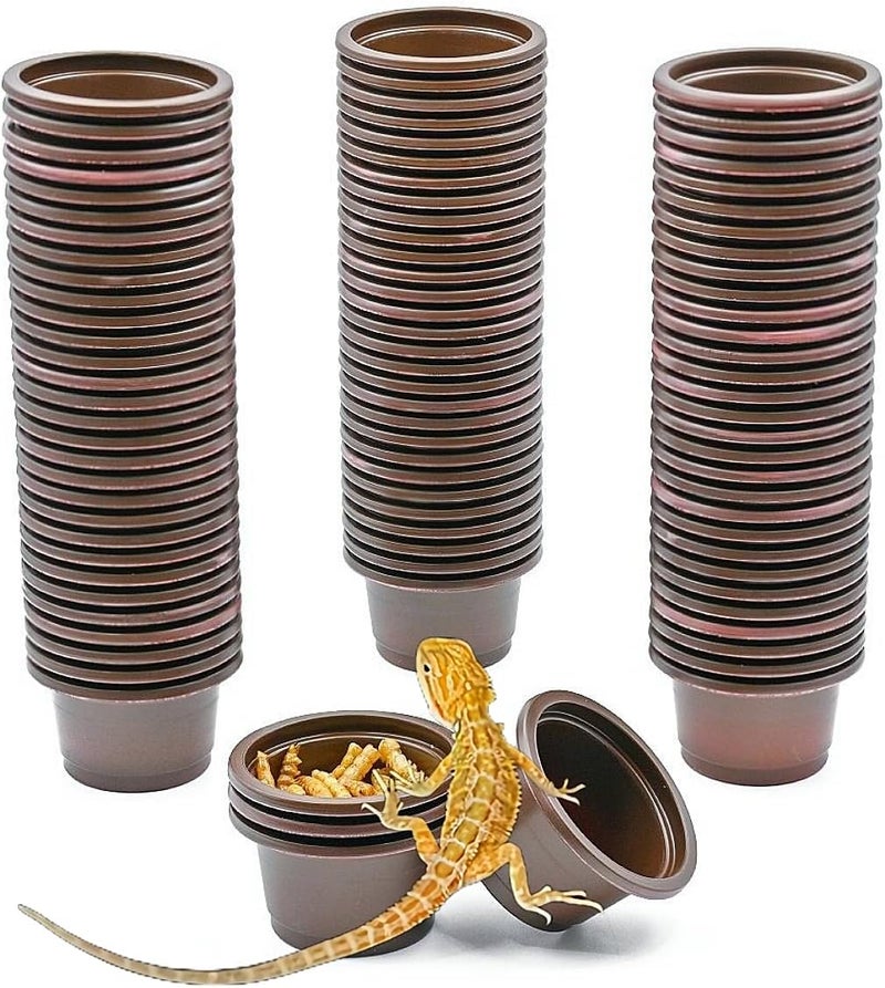 MRTIOO 100pcs Eco Cups Crested Gecko Food and Water Feeding Cups, Reptile Feeder Bowls, for Lizard and Other Small Pet Ledge Accessories Supplies - Image 1